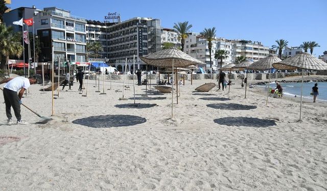 Kuşadası plajlarında sezon hazırlığı başladı