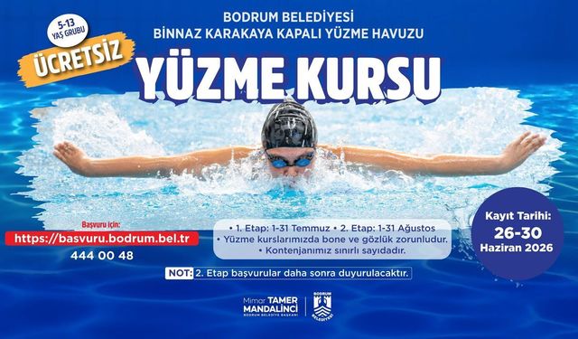 Bodrum Belediyesinden ücretsiz yüzme kursu